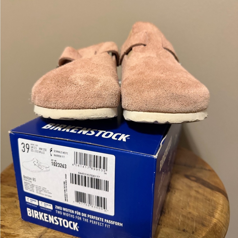 Birkenstock Boston Clay Pink Suede Slip-On Clogs, Size 39 - Picture 6 of 8